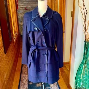 INC navy belted coat with bottom layers. Excellent condition.